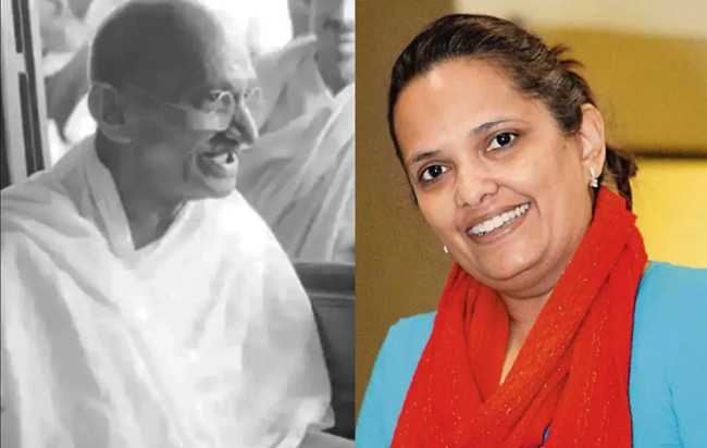 L to R: Mahatma Gandhi Ashish Lata Ramgobin
